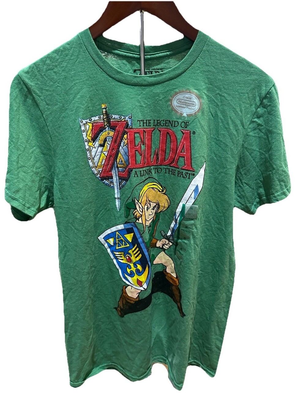 Legend of Zelda A Link to the Past T Shirt Mens M Green Nintendo Graphic Tee